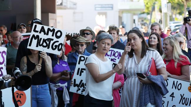 Labor politician Penny Wong at the Andrew Laming Protest at Cleveland. Picture: Annette Dew