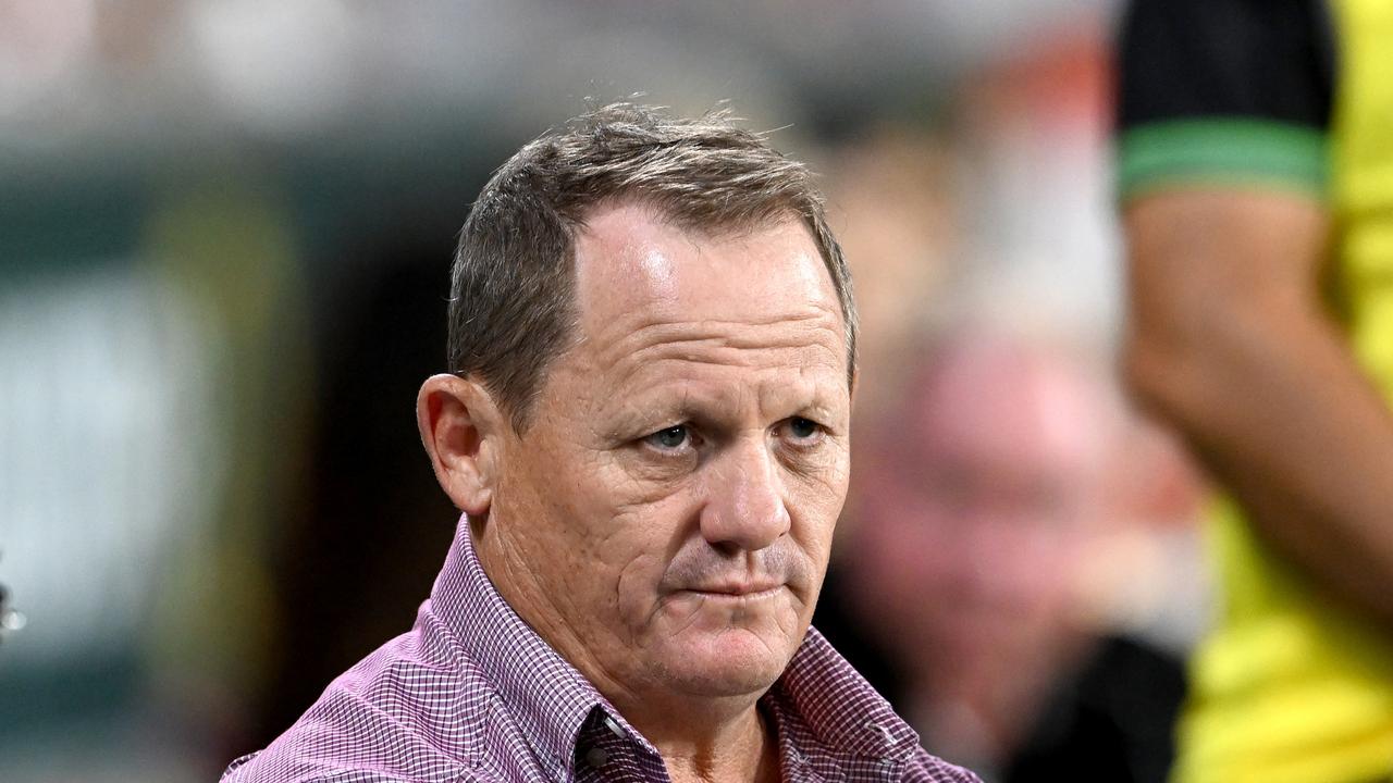 BRISBANE, AUSTRALIA - MARCH 11: Broncos coach Kevin Walters watches on during the round one NRL match between the Brisbane Broncos and the South Sydney Rabbitohs at Suncorp Stadium, on March 11, 2022, in Brisbane, Australia. (Photo by Bradley Kanaris/Getty Images)