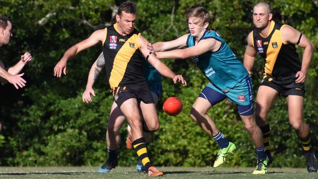 The Grafton Tigers proved too strong in an upset over defending premiers Coffs Harbour Breakers in round one of the AFL North Coast season on Saturday, July 18. Photo: Brad Greenshields