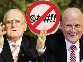 Christian Democrat leader Fred Nile and Liberal Democrat Senator David Leyonhjelm have very different ideas on cuss words. Picture: Digitally altered