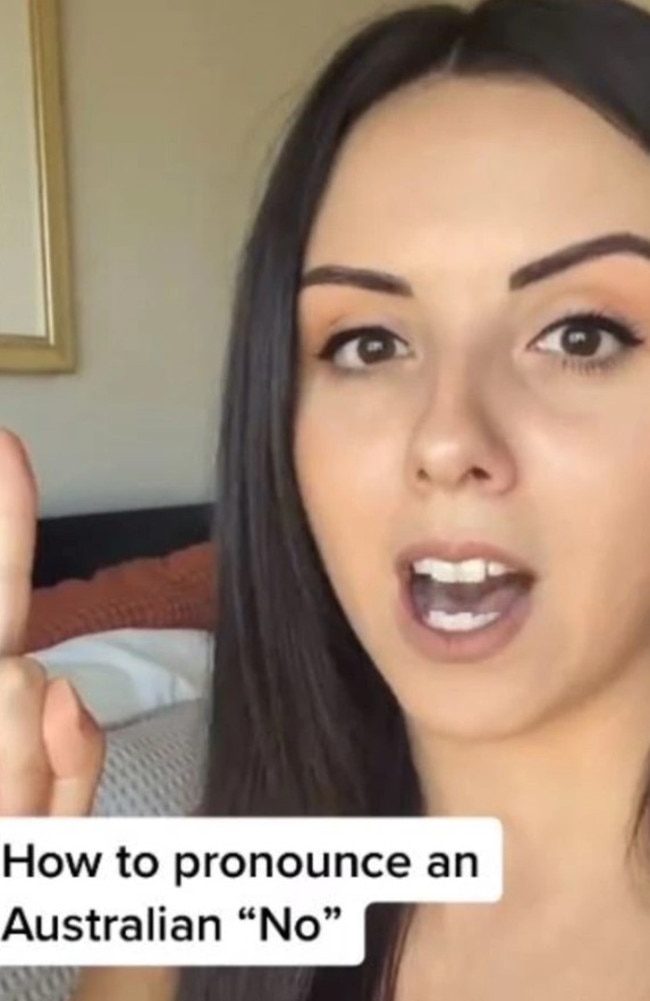 Back in 2021, the TikToker went viral when she noticed Aussies say no in an unusual way. Picture: TikTok/tiffanykrylov