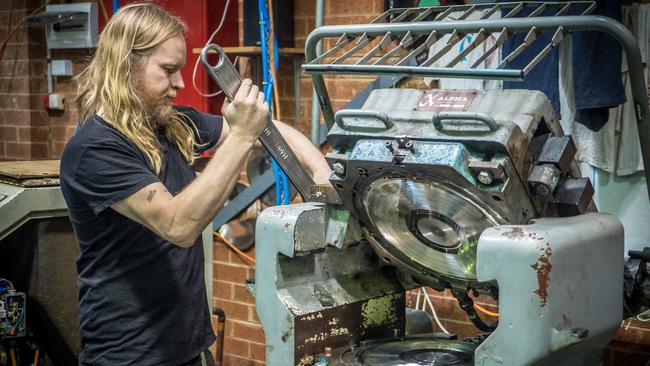 Vinyl being pressed at Zenith Records in Melbourne. Picture: Supplied