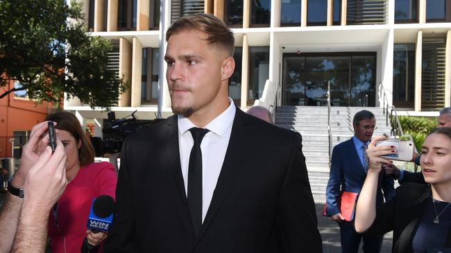 Jack de Belin leaves Wollongong Local Court on February 12. Picture: AAP Image/Dean Lewins