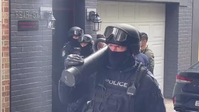 Tactical police carried out a raid on the massage parlour in Crows Nest on Thursday afternoon. Picture: Joshua Hanrahan