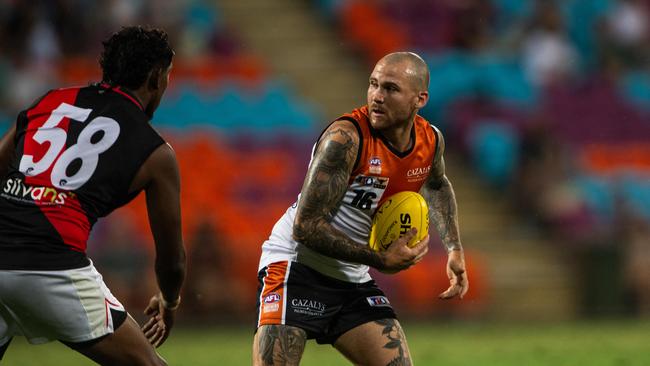 Jayden Magro as the NTFL Buffaloes' mens side beat the Essendon Bombers. Picture: Pema Tamang Pakhrin