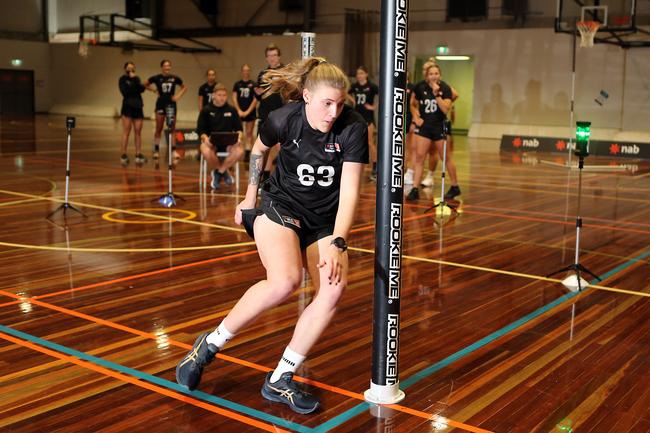 Madison Goodwin at the AFLW draft combine for Queensland players, held at Runaway Bay Indoor Sports Centre. Picture: Richard Gosling.