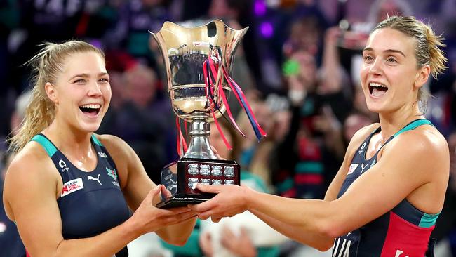 Kate Moloney and Liz Watson will be chasing more silverware with the Vixens in the Super Netball grand final. Picture: Getty Images