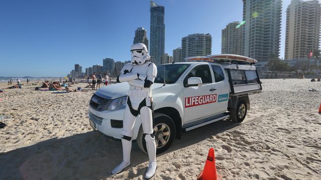 Sean May, 24, kept an eye on swimmers on the beach. Picture Glenn hampson