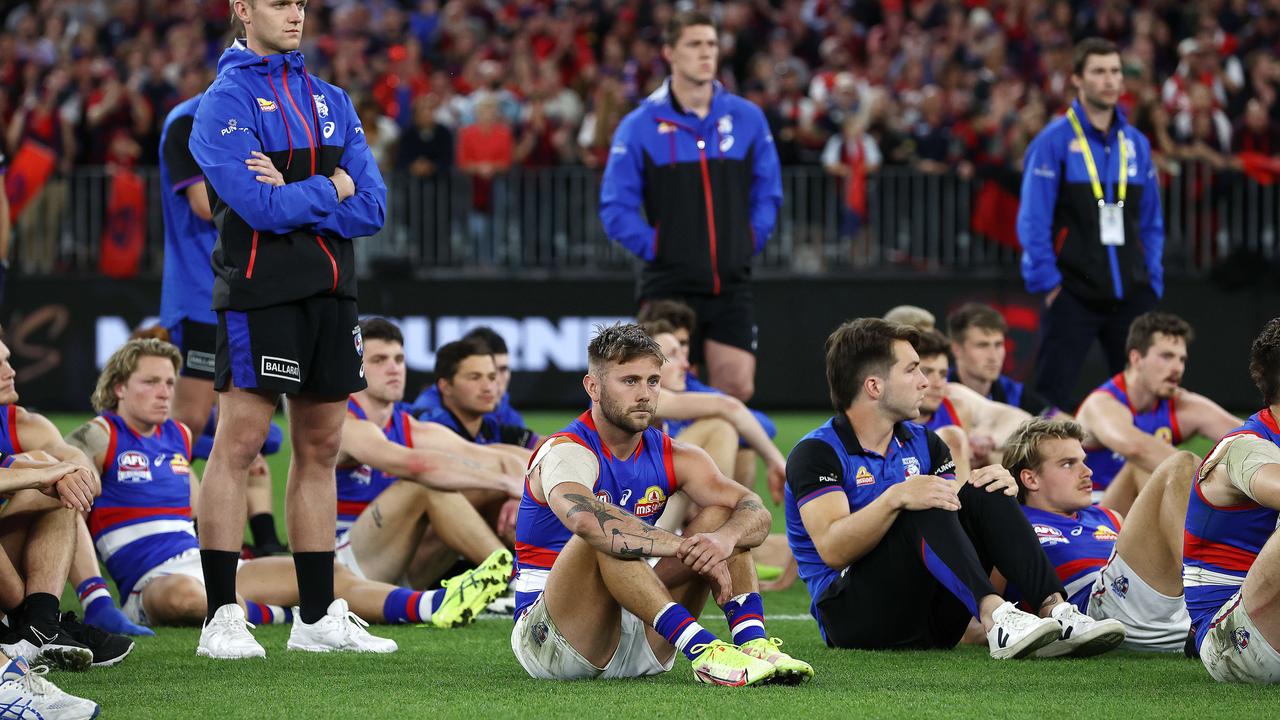 Western Bulldogs players after the grand final loss. Picture: Michael Klein