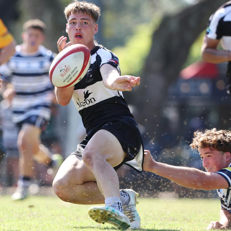 Action from the Under 16 Brisbane junior rugby league grand final between Brothers and Souths at Norman Park. Picture Lachie Millard