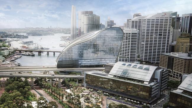 Artist's impression of the HASSELL designed $700M 'The Ribbon' in Darling Harbour.