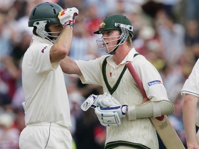 Brett Lee and Michael Kasprowicz almost got Australia home in the 2005 Edgbaston classic. Picture: Phil Hillyard.