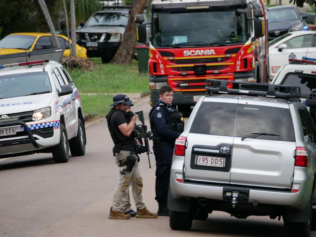 Police at a Kirwan street on Tuesday afternoon. Picture: Blair Jackson