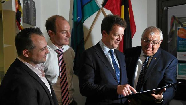 BY THE BOOK: Attorney General Mark Speakman met with MP Thomas George and Northern Rivers community legal centre principal solicitor Ken Beilby and nationals candidate for Lismore Austin Curtin to discuss funding for legal centres. Picture: Marc Stapelberg