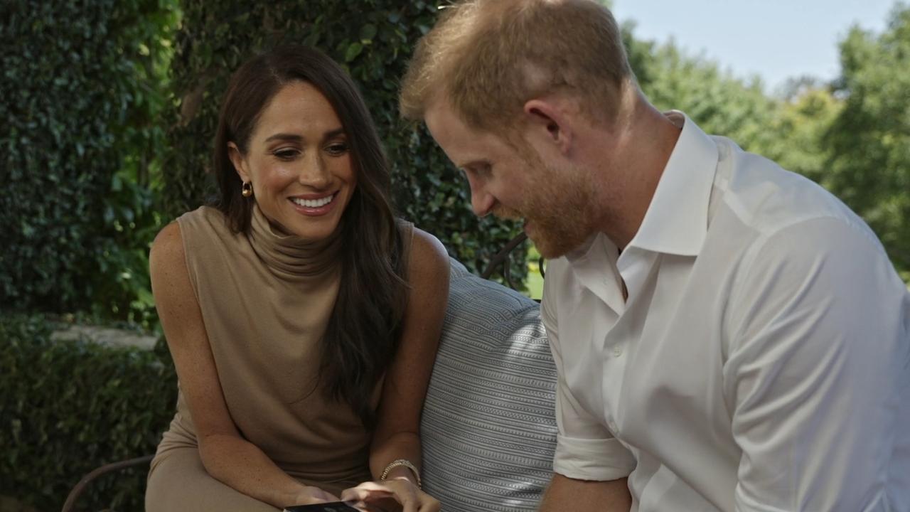 Prince Harry and Meghan Markle put on a united front in a promotional video, which marked the first time they’d been seen together since May. Picture: Responsible Technology Youth Power Fund/Vimeo