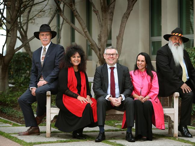 Labor MPs and Senators Warren Snowdon , Malarndirri McCarthy, Murray Watt, Linda Burney and Pat Dodson will travel for nearly two weeks around Western and Central Australia to hear from very remote communities about youth suicide, constitutional recognition, government payments, the cashless welfare card and health services, photographed in Parliament House, Canberra. Picture Kym Smith