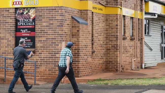 Police investigate an incident at Gowrie Road Hotel in Bridge St, Monday, November 6, 2023. Picture: Kevin Farmer