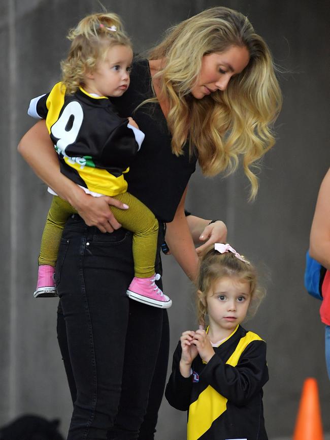 Brooke Cotchin with their girls outside the MCG. Picture: Getty Images