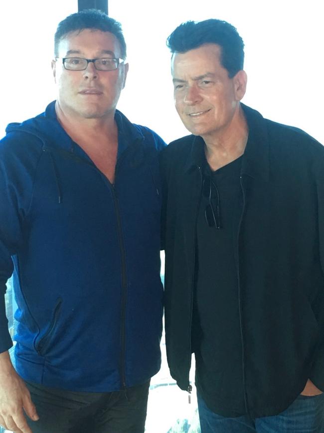 Sean Buckley with Charlie Sheen in Melbourne in 2018.