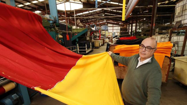 Melbourne textile business owner Yaron Flicker is feeling the pinch following soaring gas prices. Picture: David Caird