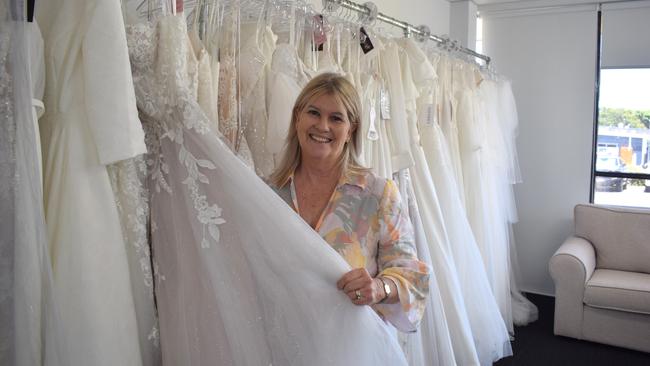 Bev Hallam at her new formal and dress wear shop, Oak and Valentine.