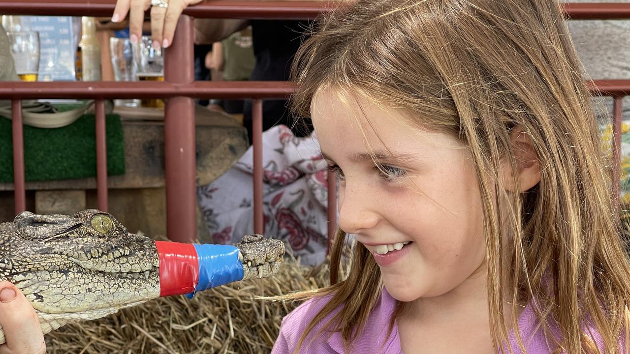 Laylah English at the 2022 Berry Springs croc races. Picture: Glenn Campbell