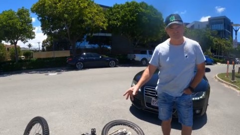 A shocking video has showed the moment a Paradise Point boy was allegedly hit by an Audi A5 while riding his ebike in Paradise Point on January 6. Photo: Instagram