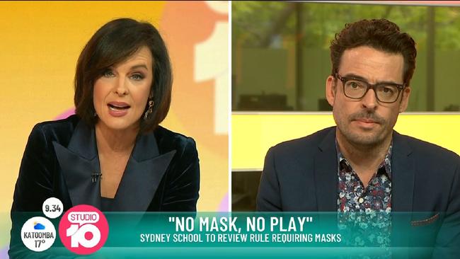 Natarsha Belling and Joe Hildebrandt go head to head over schools. Picture: Studio 10