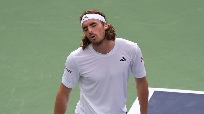 Stefanos Tsitsipas went down in a shock upset to Australia’s Jordan Thompson. Picture: AFP