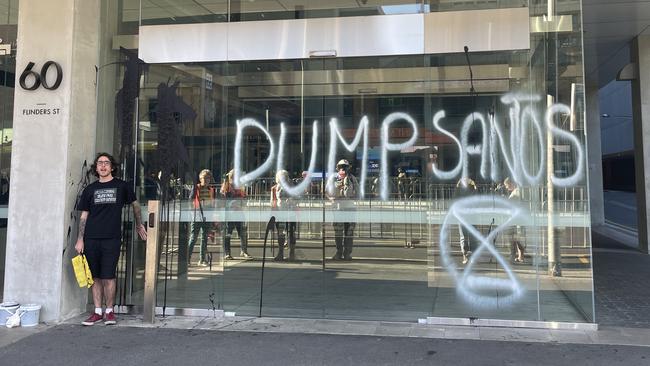 They also spray painted the building with white paint. Picture: Isabel McMillan