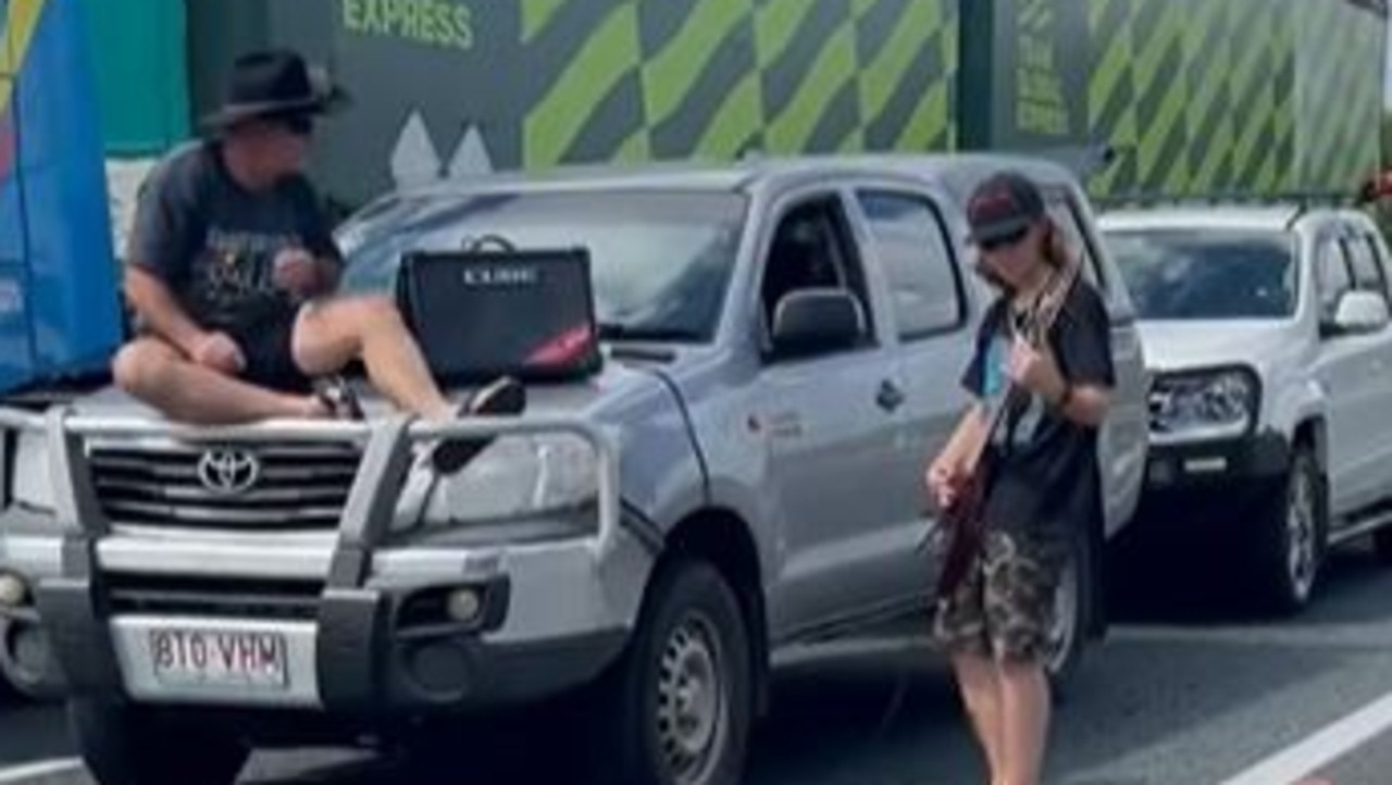 A guitarist entertained motorists reportedly stuck on the Bruce Hwy with a rendition of Metallica's Master of Puppets song. Picture: Instagram