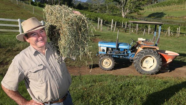 Former Queensland Airports boss Dennis Chant has swapped jet planes for a tractor at his Murwillumbah property but remains on many boards. Picture Glenn Hampson