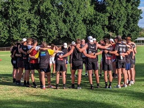 The Castlemaine Football Netball Club senior team in training ahead of the new season. Picture: Castlemaine Football Netball Club.