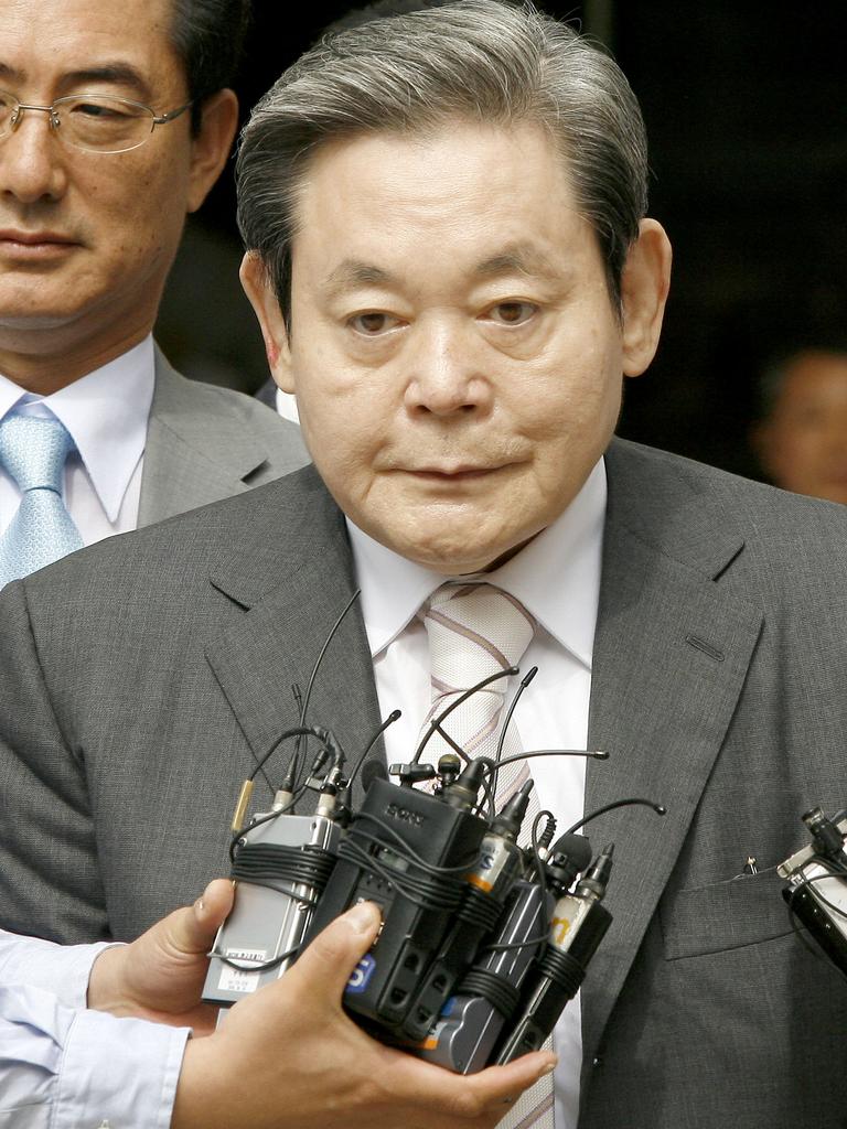 Lee Kun-hee leaving court after his own trial. He died in October aged 78. Picture: Jeon Hyeong-Jin/ AFP