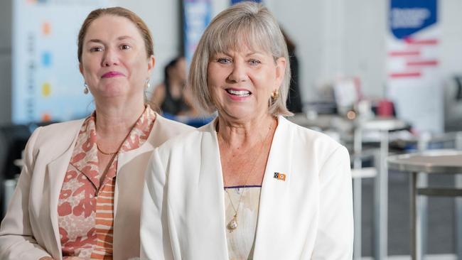 Northern Territory Education and Training Minister Jo Hersey (front), with Department of Education and Training Chief Executive Susan Bowden.