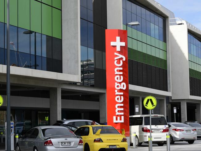 29.8.18- Ambulances are banked up in the emergency section of the Royal Adelaide Hospital. Picture: Bianca De Marchi