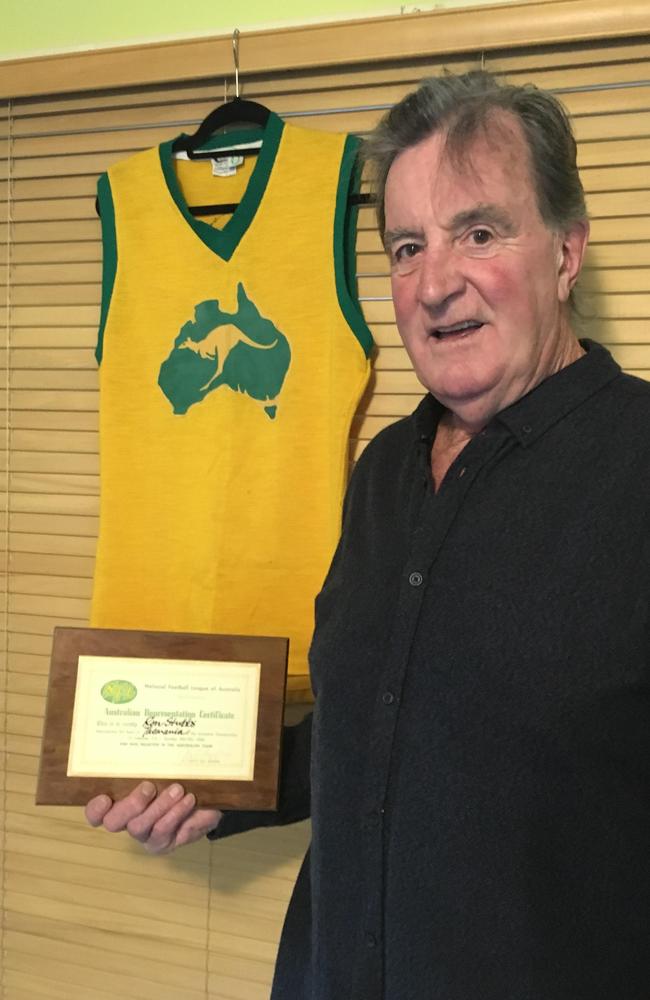 Ron Stubbs with his 1980 All Australian jumper and plaque.