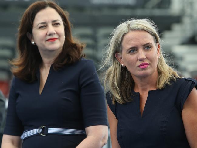 Queensland Premier Annastacia Palaszczuk and Tourism Minister Kate Jones. Picture: AAP/Jono Searle