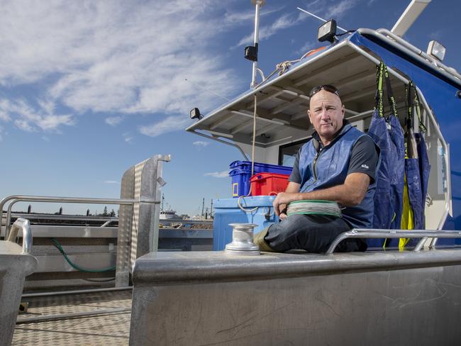 5/7/19 - Wallaroo Fisherman Craig Fletcher with his boat that is for sale due to the lack of Snapper in the area. Picture SIMON CROSS