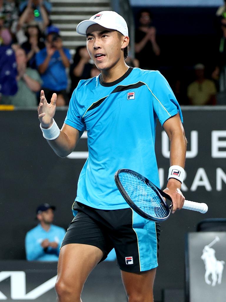 Rinky Hijikata had his match interrupted on match point. (Photo by Daniel Pockett/Getty Images)