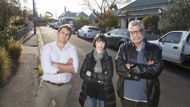 Residents Angus Robb, Jacquie Hawkins, and Nasr Abdullatif are worried about parking in their street. Picture: Ellen Smith