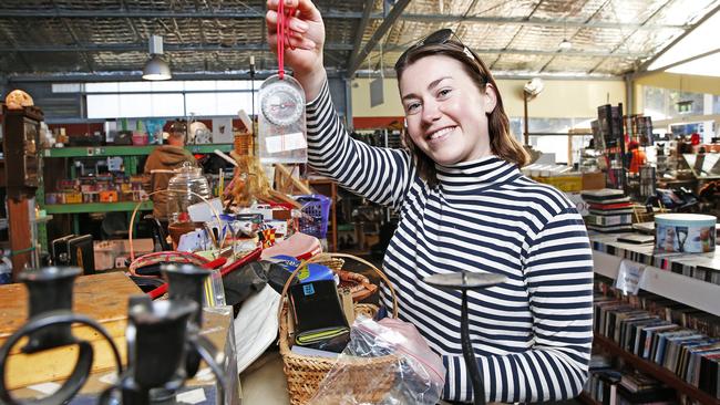 Ella Ballhausen of Sandy Bay was at tip shop in South Hobart as it opened its doors for the first time since the COVID-19 pandemic. Picture: Zak Simmonds