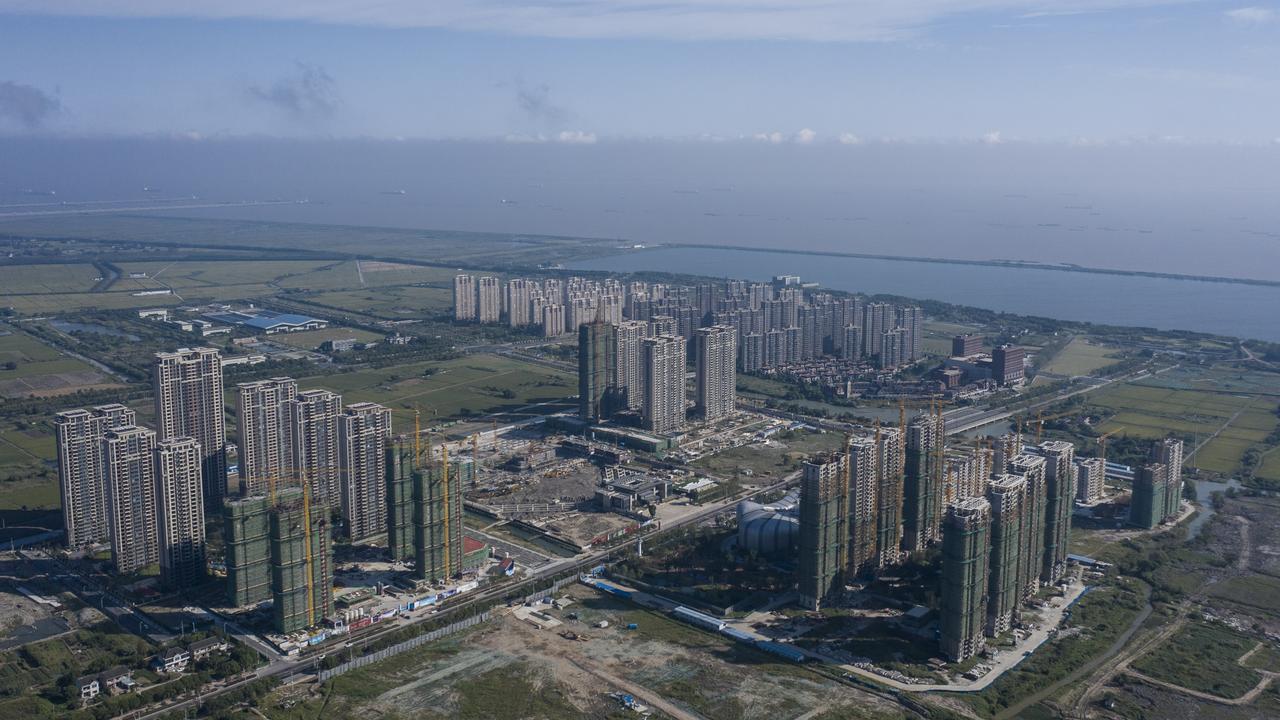 An aerial view of China Evergrande Group's Riverside Palace development under construction in Taicang, Jiangsu province. Picture: Qilai Shen/Bloomberg via Getty Images