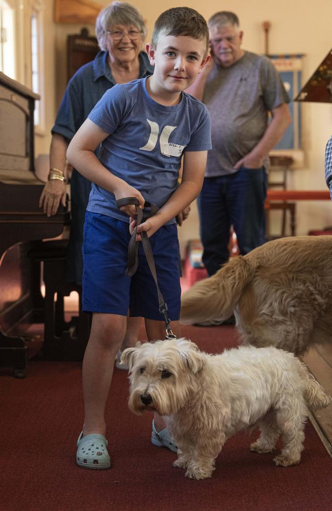 William Whiting with Jock at the Blessing of the Pets at All Saints Anglican Church, Saturday, October 12, 2024. Picture: Kevin Farmer