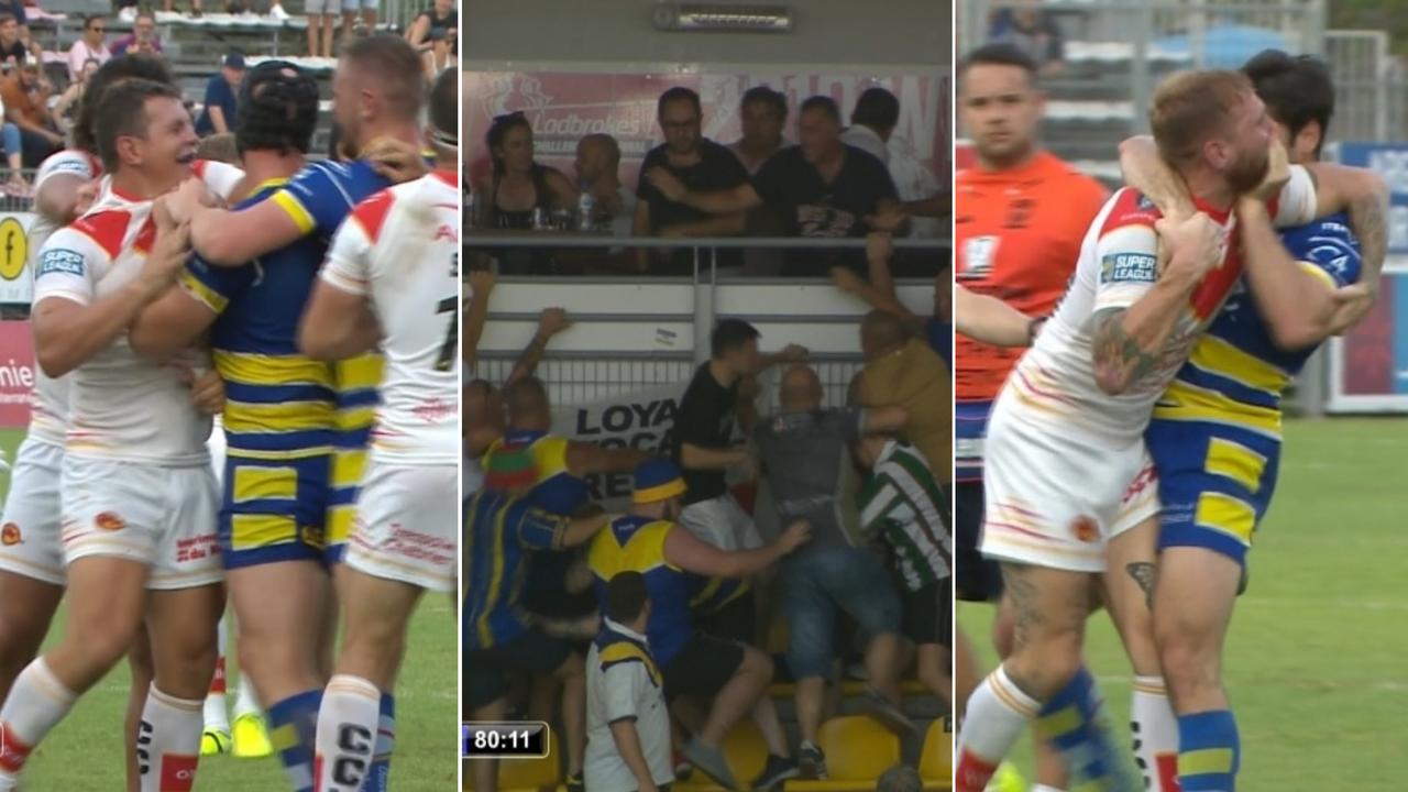 Rugby League 2019 Super League brawl, Catalans, Warrington, fight video, watch, NRL, Greg Bird, Kenny Edwards