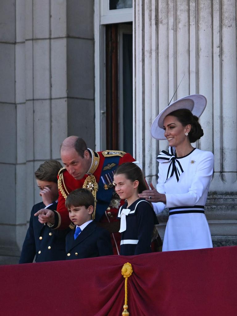 The royal family waved from the balcony at Buckingham Palace. Picture: AFP