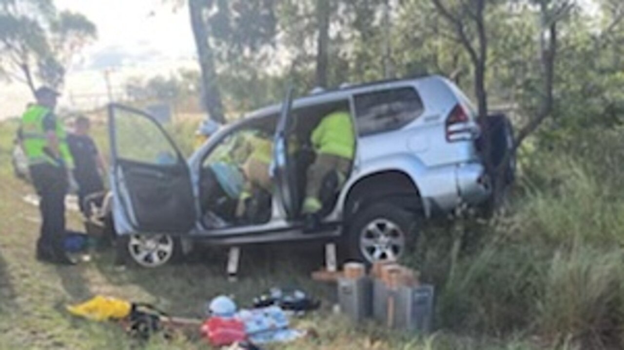 Walker was trapped in her silver Toyota Prado after the near head-on collision. Picture: Contributed