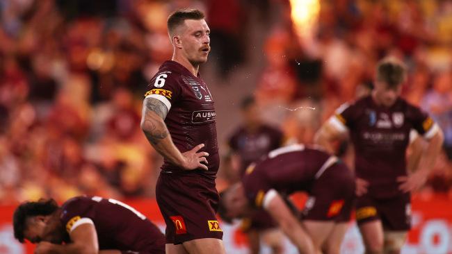 Cameron Munster of the Maroons looks on following game one of the 2021 State of Origin series. Picture: Mark Kolbe/Getty Images