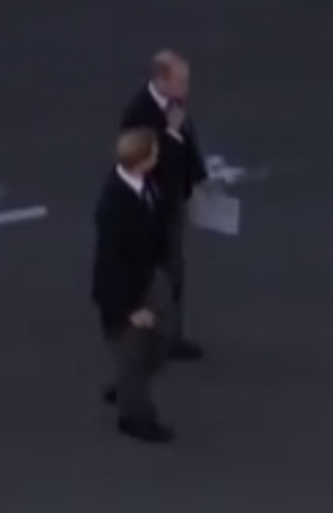 Prince Harry and Prince William walking together after the funeral service for Prince Philip, Saturday April 17, 2021. Picture: 7 NEWS