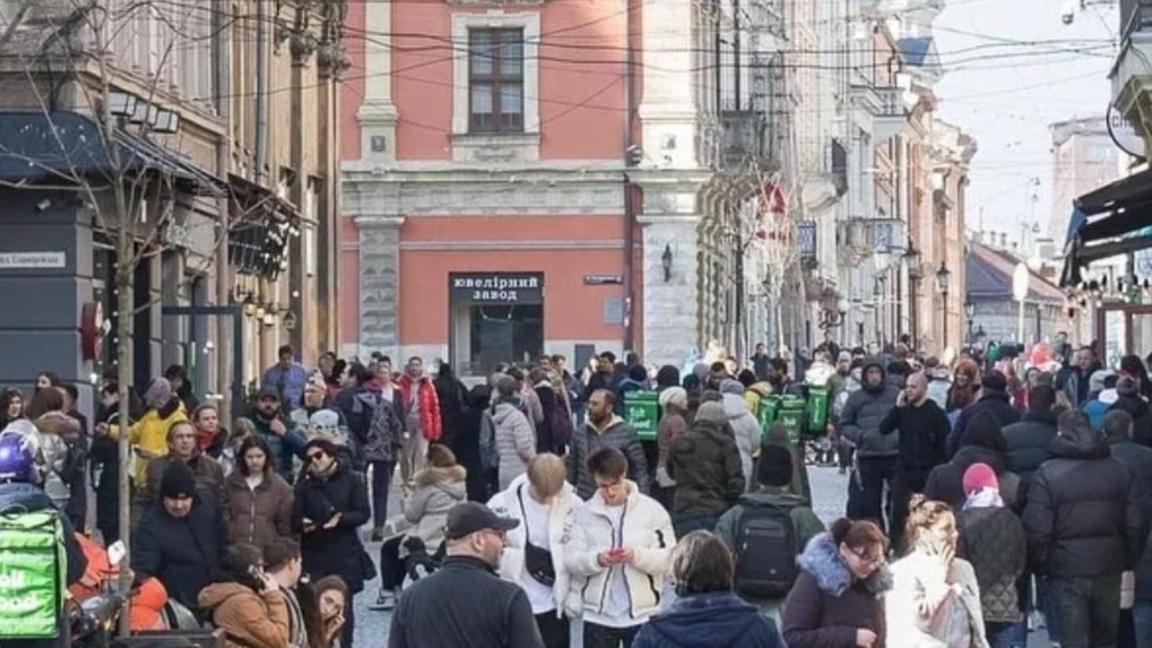 The city of Lviv, Ukraine. Mr Sewell explained the city is full of refugees ready to cross the border. Photo Credit: Peter Sewell.